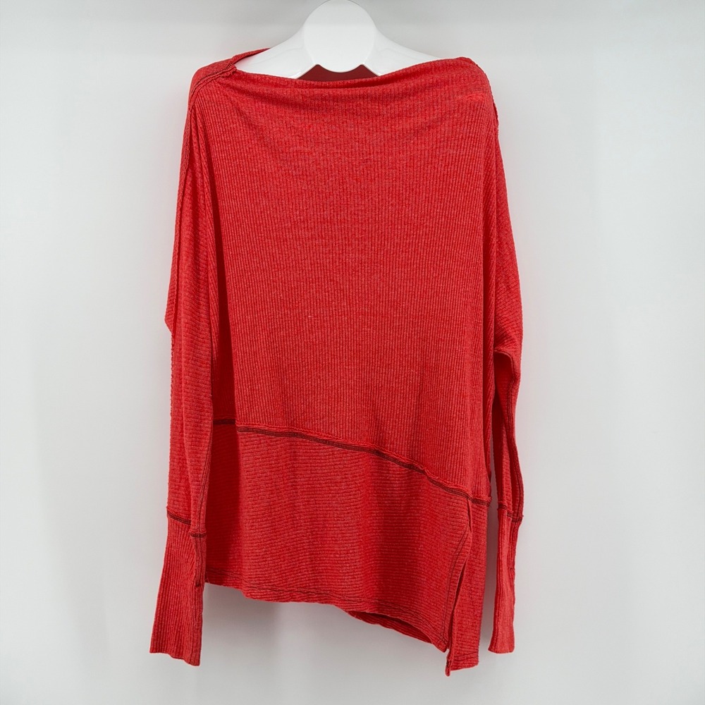 Free People Londontown Thermal Top Women's L Oversized Cowl Neck Asymmetrical